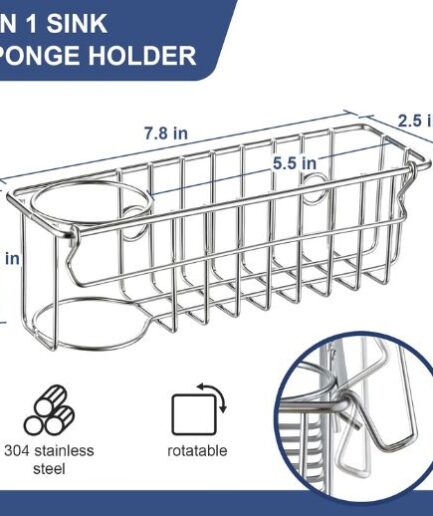 3-In-1 sponge holder for kitchen - Hanging Sink Caddy Organizer Rack