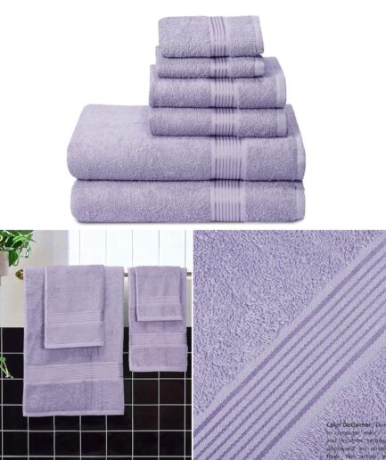 Belizzi Home Ultra Soft 6 Pack Cotton Towel Set - Dark Purple