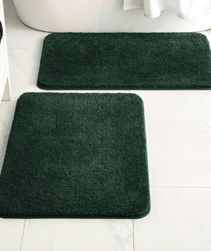 MIULEE Dark Green Bathroom Rugs Set