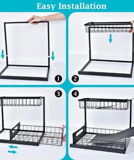 Sink Shelf Organizer: Slide Out Storage Solution.