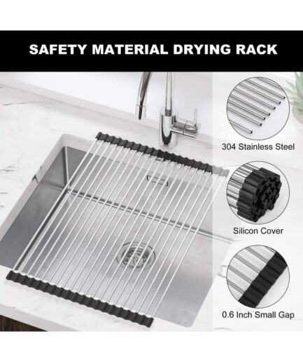 Seropy Kitchen sink stainless steel Roll-Up dish drying rack