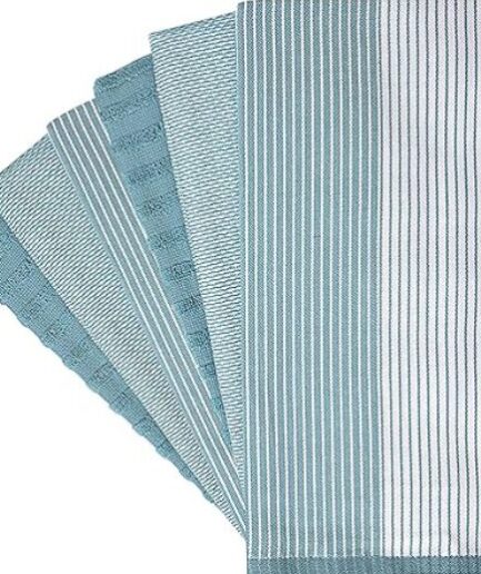 6-Pack Aqua Premium Cotton Kitchen Towels: Large, Absorbent, with Hanging Loop - 20"x28
