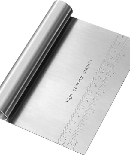 Pro Dough Pastry Scraper Cutter - Stainless Steel with Measuring Scale